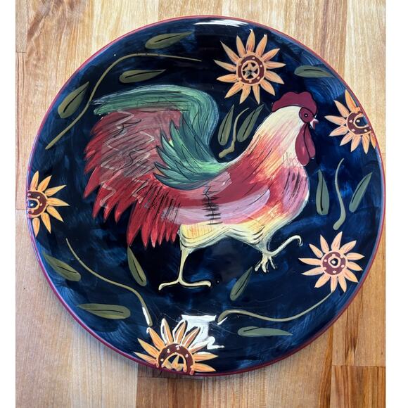 Susan Winget Set of 4 Sunrise Rooster with Sunflowers Salad Plates 8.5” - Picture 2 of 7